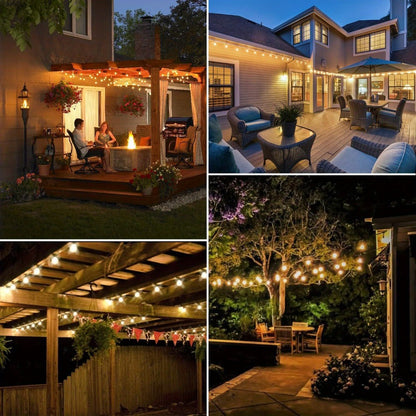 Solar String Lights Outdoor 50/100FT, 2700K Warm White Waterproof Patio String Lights, Breakproof ST38 E12 Bulbs for Backyard Porch Garden Pergola
