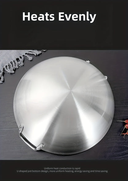 Stainless Steel Wok & Frying Pan – Non-Stick Cooking Surface, Ergonomic Handle, Compatible with Gas, Induction & Electric Stovetops, Extra Thick & Deep, Easy to Clean