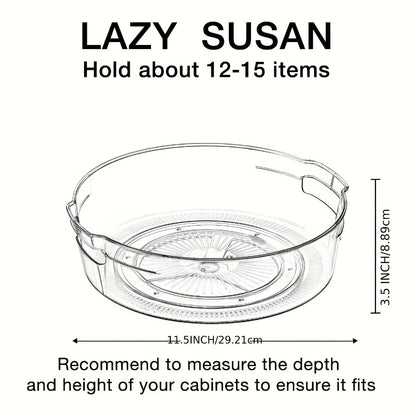 Lazy Susan Turntable Organizer 4 Pack 11.5 Inch Transparent Rotating Spice Rack with Handle Raised Edge for Kitchen Cabinet Pantry Fridge Bathroom Dining Table