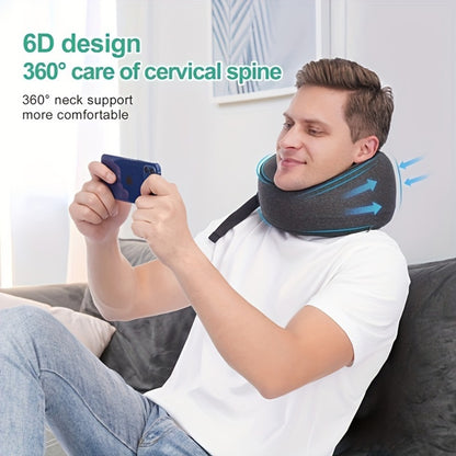 Memory Foam Travel Neck Pillow – Breathable Washable Cover for Airplane, Office, Car & Home Recliner