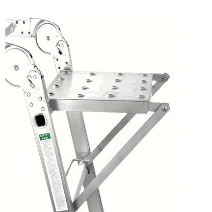 Ladder Platform Scaffold Board 400 lb Heavy Duty Non-Slip Work Tray Retractable Workstation Tool Tray Attachment for Extension Ladders Easy Install Silver