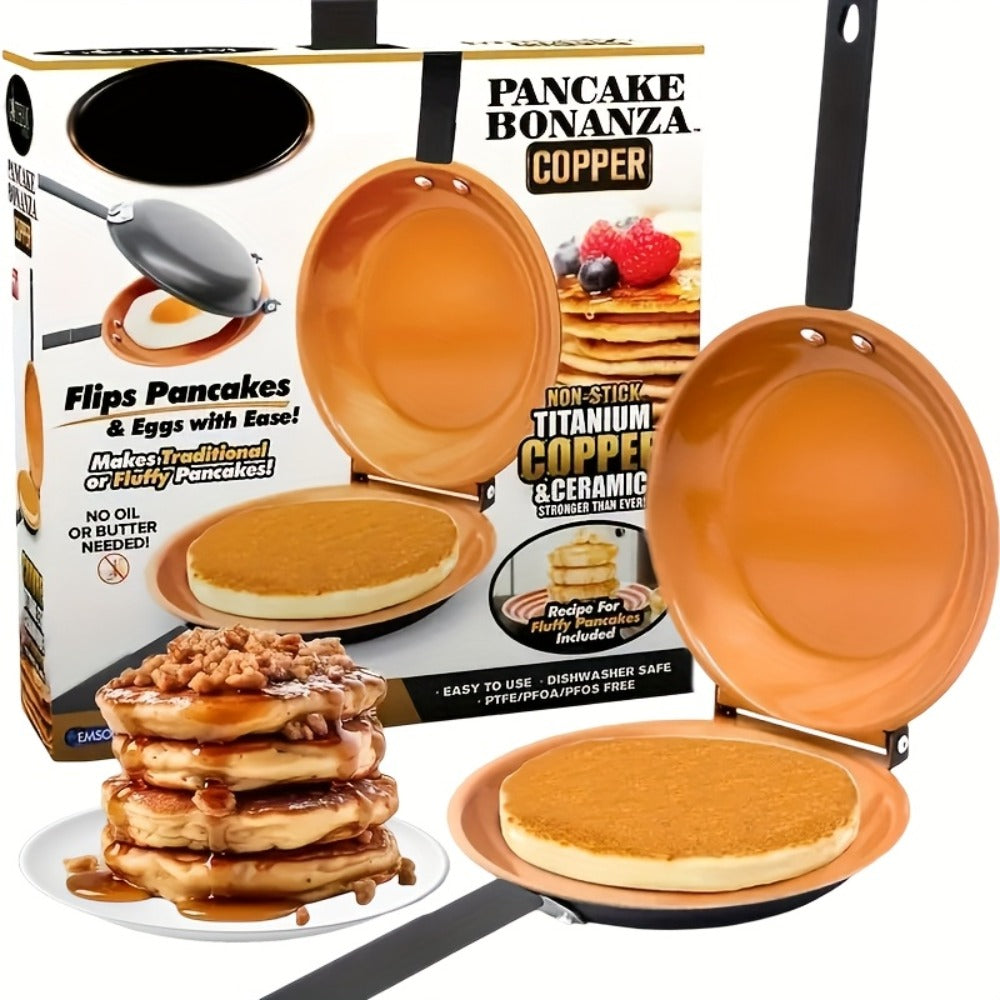 Double-Sided Non-Stick Omelette Pan – Reversible Flip Skillet for Fluffy Pancakes, Omelets & Italian Omelettes | Dishwasher Safe, Indoor & Outdoor Cooking, Camping Kitchen Essentials
