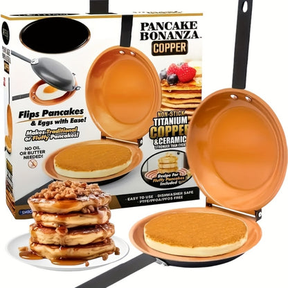 Double-Sided Non-Stick Omelette Pan – Reversible Flip Skillet for Fluffy Pancakes, Omelets & Italian Omelettes | Dishwasher Safe, Indoor & Outdoor Cooking, Camping Kitchen Essentials