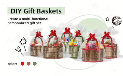 Bamboo Storage Baskets 6-Pack | Gift Wrap Organizer, Easter Egg Basket, Picnic Camping Basket, Craft Sewing Storage, Wedding Favor Box, Flower Girl Basket, Christmas Thanksgiving Holiday Basket Set