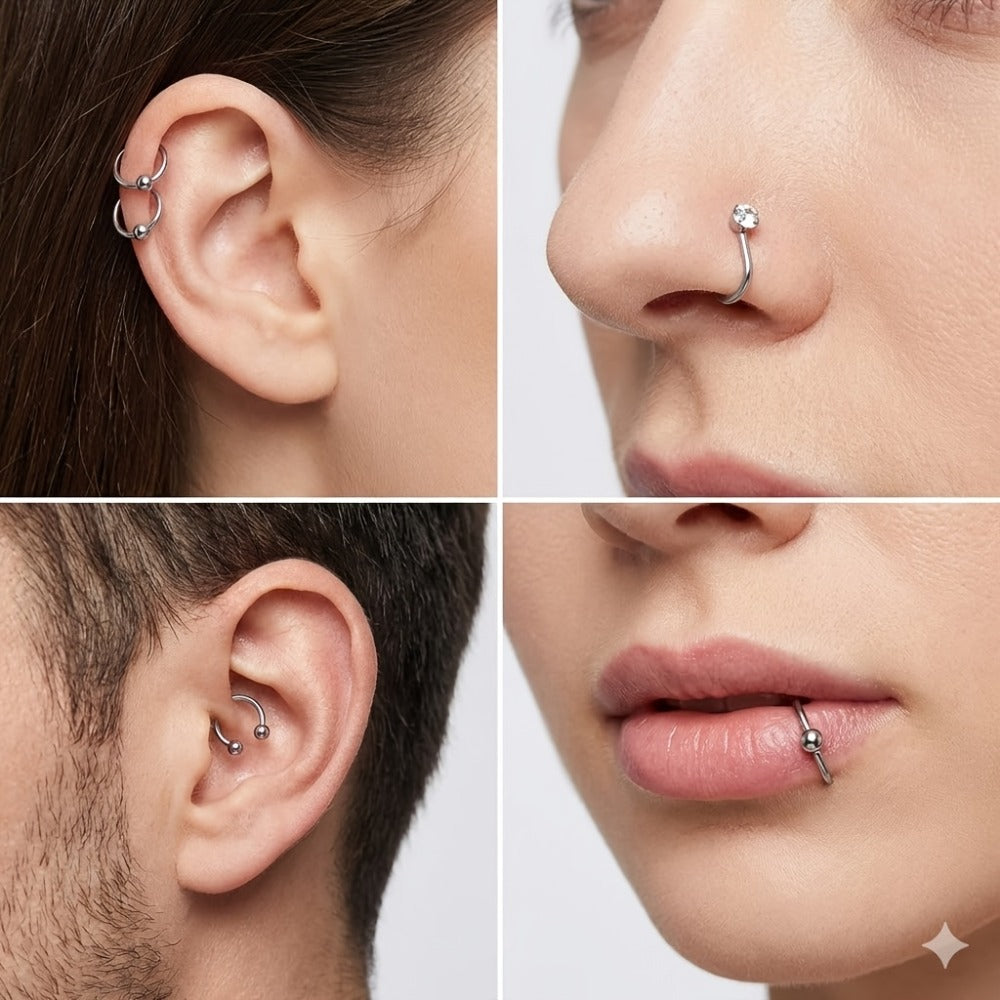 Ear Piercing Kit 124PCS Professional Body Piercing Set with Piercing Gun, 14G 16G Stainless Steel Jewelry for Ears Nose Septum Lips Belly Button Tongue – Complete Starter Kit