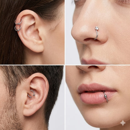 Ear Piercing Kit 124PCS Professional Body Piercing Set with Piercing Gun, 14G 16G Stainless Steel Jewelry for Ears Nose Septum Lips Belly Button Tongue – Complete Starter Kit