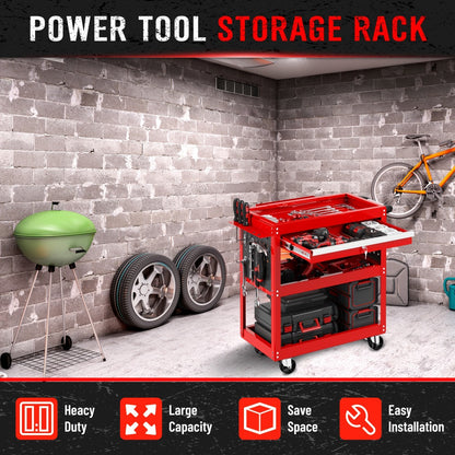 Rolling Tool Cart 3-Tier Heavy Duty 330 LBS Capacity Pegboard Organizer Locking Drawer 4 Swivel Casters for Garage Workshop Mechanics Black Yellow