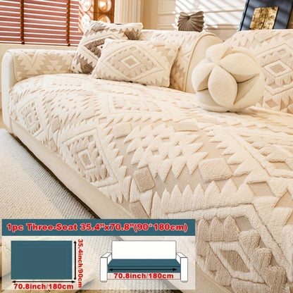 Thick Plush Sofa Cover Non-Slip Pet Friendly Machine Washable Couch Slipcover Furniture Protector for Living Room Bedroom Office Armrest to 4-Seat Multiple Colors