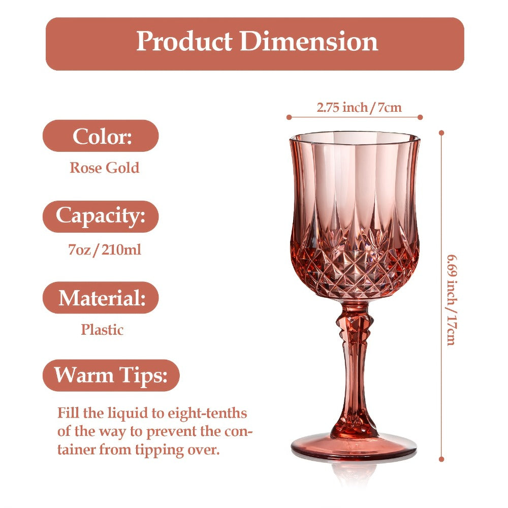 48pcs Shatterproof Plastic Wine & Champagne Glasses Set - 7oz Unbreakable Vintage Goblets Crystal Finish Reusable Cups for Parties Weddings Outdoor Events
