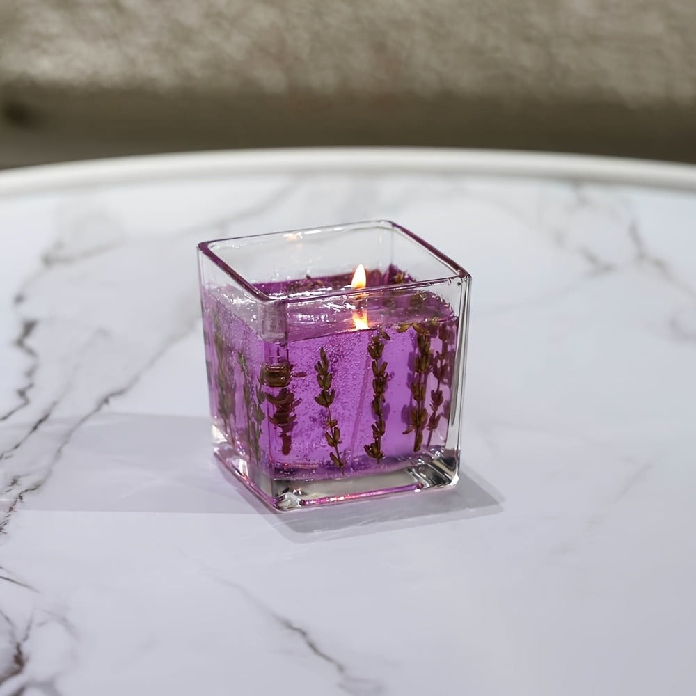 Floral Scented Candle 550g with True Flower Inlay – Large Botanical Candle in Glass Jar, Rose & Lavender Fragrance, Luxury Aromatherapy Home Decor, Perfect Birthday & Gift Candle for Women