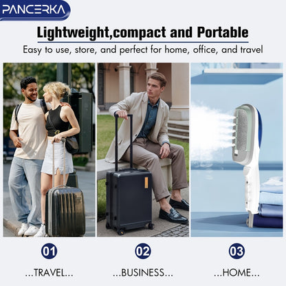 Portable Steam Iron Steamer Fast 25-Second Heat-Up Horizontal Vertical Steaming Dry Ironing Wrinkle Remover for Clothes Home Office Travel Compact Handheld Garment Steamer