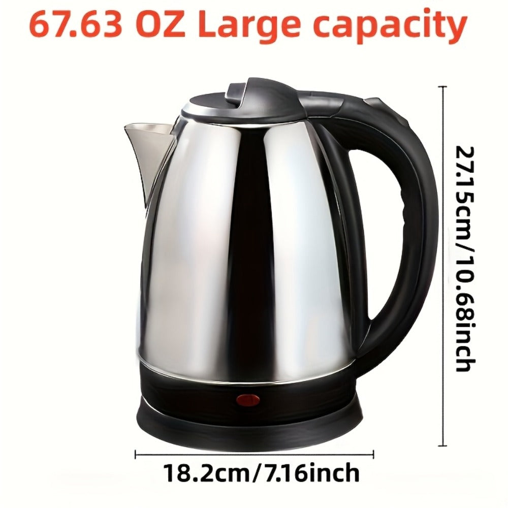 Electric Kettle Stainless Steel 2L Large Capacity 67.63oz with Auto Shut-Off, LED Indicator, BPA-Free Double Wall, Fast Boiling for Coffee & Tea – Black Hot Water Kettle for Home, Office & Dorm