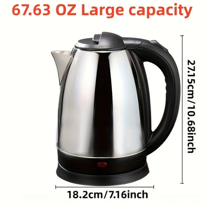 Electric Kettle Stainless Steel 2L Large Capacity 67.63oz with Auto Shut-Off, LED Indicator, BPA-Free Double Wall, Fast Boiling for Coffee & Tea – Black Hot Water Kettle for Home, Office & Dorm