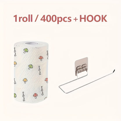 Disposable Kitchen Cleaning Towels Roll 400 Sheets Reusable Dry Wet Multipurpose Dishcloth Degreasing Paper Towel with Wall Hook Lazy Wipes Household Cleaning Supplies