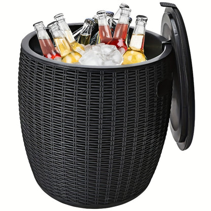 Insulated Ice Bucket with Drain Plug - Large Capacity Food-Grade Plastic Cooler for Parties, Camping, BBQ & Outdoor Events