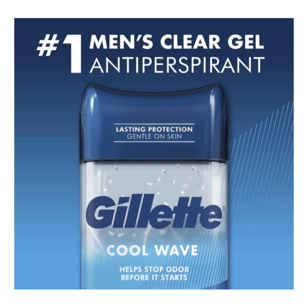 Antiperspirant Deodorant for Men Gillette Clinical 72-Hour Protection – Clear Gel Cool Wave Scent, 3.8 oz, Pack of 4, Anti-White Mark, Prescription Strength Sweat Defense