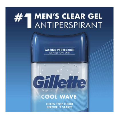 Antiperspirant Deodorant for Men Gillette Clinical 72-Hour Protection – Clear Gel Cool Wave Scent, 3.8 oz, Pack of 4, Anti-White Mark, Prescription Strength Sweat Defense