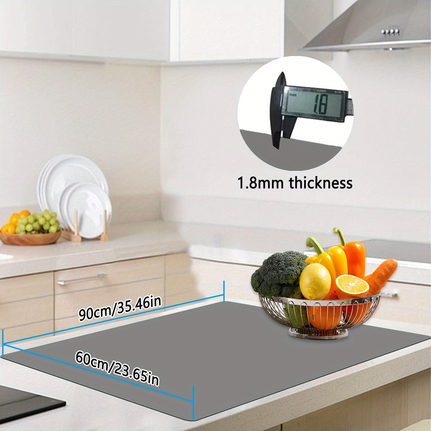 Extra Large Silicone Mat for Kitchen Counter – Nonslip Heat Resistant Countertop Protector, Nonstick Waterproof Craft Mat & Placemat, Multiple Sizes & Colors