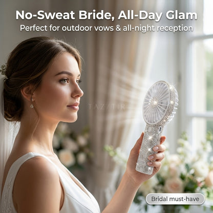Mini Handheld Fan USB Rechargeable, Diamond-Style Portable Personal Fan with Long Battery Life, Compact Small Fan for Travel, Outdoor, Desk, Wedding, Valentine's Day and Mother's Day Gift