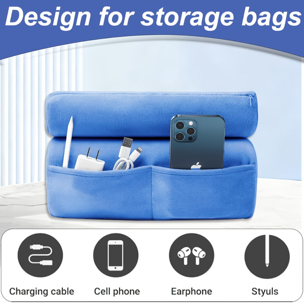 Tablet Pillow Stand Lap Bed Holder – Hands-Free Viewing, Foldable, Washable Cover, Fits iPad iPhone E-Reader