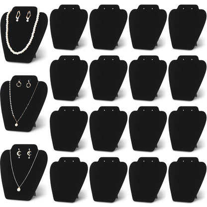 Necklace Display Stand Black Velvet 24pcs Collapsible Jewelry Easel Holder for Necklace Earrings Bracelet Home Store Jewelry Rack Tower Organizer 7.38'' x 8.25''