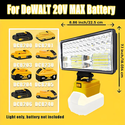 Cordless LED Work Light for DeWalt 20V Battery – 30W/90W 1800/5400 Lumen LED Floodlight | Battery Powered Work Light for Automotive Repair, Construction Site & Emergency Lighting | Battery Not Included