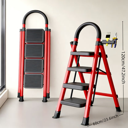 Folding Step Stool Ladder 500lbs Heavy Duty Steel with Anti-Slip Wide Treads & Handrails – Safety Lock, Portable Multi-Step Ladder for Home, Kitchen & Outdoor Use, Mini / Medium / Large