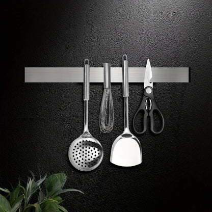 Magnetic Knife Holder Wall Mounted – Stainless Steel Punch-Free Knife Strip Rack for Kitchen, Holds Chef Knife Santoku Bread Knife, No-Drill Knife Bar for Home Restaurant Kitchen Organization
