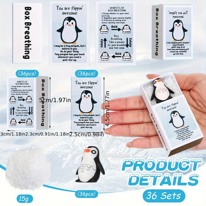 Emotional Support Penguin Resin Cards 36 Sets – Positive Affirmation Appreciation Gifts for Teachers Volunteers Employees Coworkers, Mental Health Uplifting Messages, Graduation Desk Decor Gift