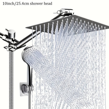 Rain Shower Head with Handheld Spray Combo 8 10 12 Inch High Pressure Rainfall Showerhead Adjustable Arm Wall Mount Chrome Black Bathroom