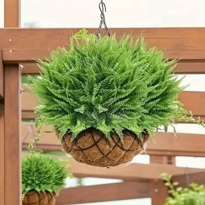 Artificial Boston Fern Plants 10 Pack – Fake Faux Ferns for Indoor Outdoor Home Garden Office Porch Decor