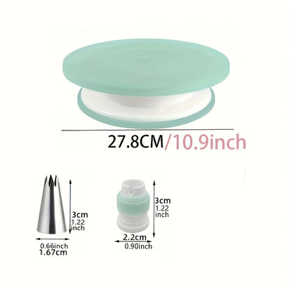 Cake Decorating Supplies Kit 208pcs, Stainless Steel Piping Nozzles Set with Cake Turntable Piping Bags Muffin Cups Chocolate Molds, Complete Baking Tools for Cupcakes Pastry Cookies Beginners