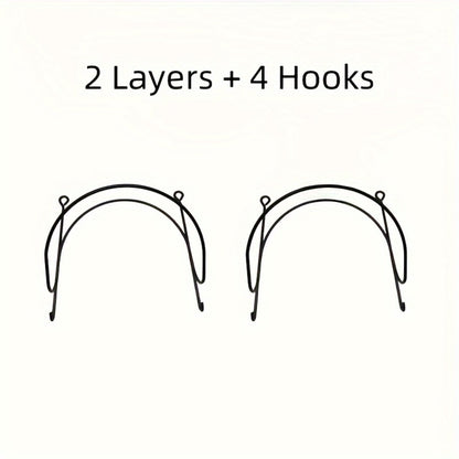 Wall Mounted Towel Rack with Hooks 6pcs Iron Hanging Rack Set Multi-Layer Wall Storage Organizer for Bathroom, Bedroom & Kitchen – Easy Install, Clothes & Towel Hanger