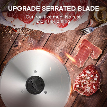 Electric Meat Slicer 200W Deli Food Slicer with Two 7.5" Removable Stainless Steel Blades 0-15mm Thickness Control Cut Meat Ham Bread Cheese Fruit for Home Use
