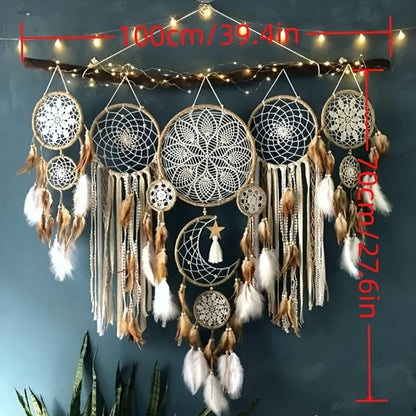 Dream Catcher Wall Decor 5 Pack Large Handmade Boho Dream Catchers Moon Sun Wall Hanging Decoration Bohemian Bedroom Decor Aesthetic Room Decor Bed Decoration Boho Wall Art Camel
