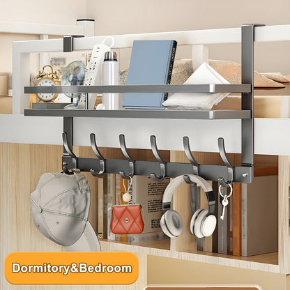 Over Door Hook Rack Metal | No Drill Behind Door Organizer with 5 6 8 Hooks for Clothes Bags Keys Towels – Space-Saving Wall Mount Storage for Bedroom Bathroom Entryway Closet