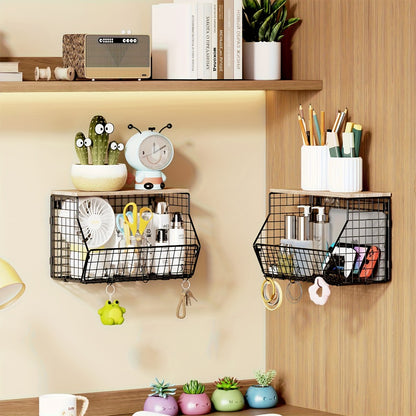 Stackable Metal Wire Fruit Basket with Lid – 1 or 2-Tier Hanging Kitchen Pantry Storage Bin, Wall-Mounted or Countertop Vegetable Organizer for Potato, Onion & Produce, Black
