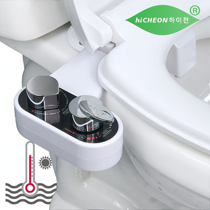 Bidet Attachment Hot and Cold Water – Dual Nozzle Non-Electric Toilet Seat Bidet, Rear & Feminine Wash, Self-Cleaning Retractable Nozzle, Adjustable Warm Water Pressure, Easy Install