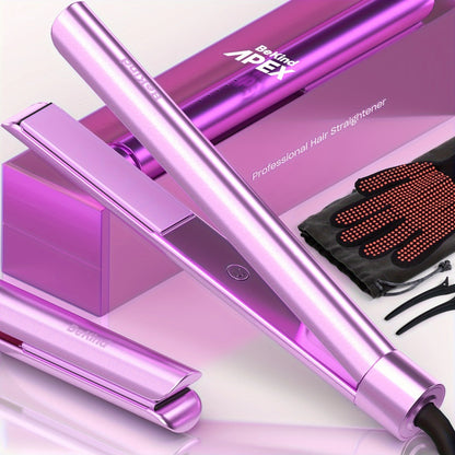 Hair Straightener Flat Iron 2-in-1 Curling Iron | 460°F Professional Ceramic Plates | 15s Fast Heating | Temp Memory | UltraSmooth Anti-Frizz | Gift Set for Women Girls