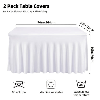 Table Skirts Tulle Table Cloth Rectangle 4ft 6ft Black White Non-Woven Fabric Table Skirt for Birthday Party Graduation Wedding Family Dinner Christmas Holiday Decoration