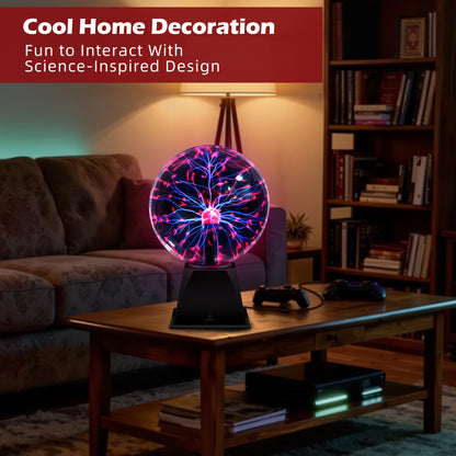 Plasma Ball Lamp Touch Sensitive Lightning Globe, Electric Plasma Sphere Night Light for Home Decor, Desktop Science Toy & Party Accent — Available in 3", 6" & 8" Sizes