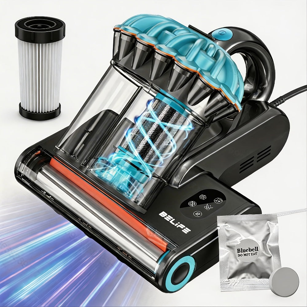 Mattress Vacuum Cleaner 550W 20Kpa – Belife M8 Bed Vacuum with UV Light, Hot Air Heating, HEPA Filter & Dual Dust Cup for Couch, Pillow & Pet Hair (Corded)