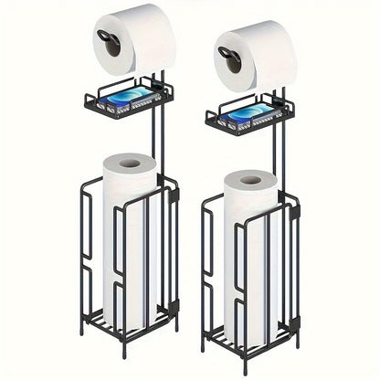 Freestanding Toilet Paper Holder Stainless Steel Stand with 3 Extra Roll Storage Modern Bathroom Organizer