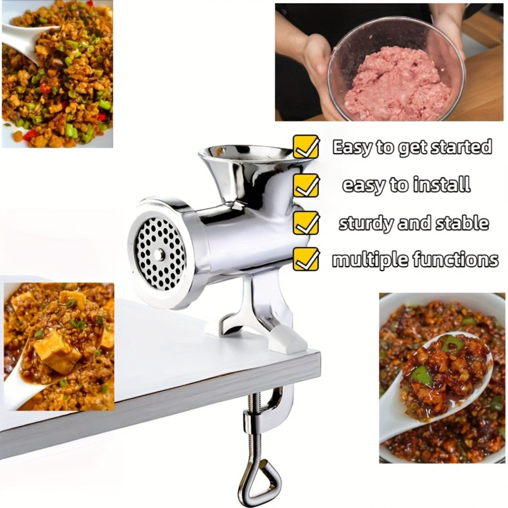Manual Meat Grinder with Table Clamp Heavy Duty Stainless Steel Hand Crank Food Processor for Grinding Meat Vegetables & Spices – No Electricity Required