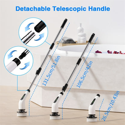 Electric Spin Scrubber Cordless, 7-in-1 Cleaning Brush with 7 Replaceable Heads, Dual Speed Adjustable, USB Rechargeable, Detachable Telescopic Handle for Bathroom Tile Kitchen Tub Floor Living Room