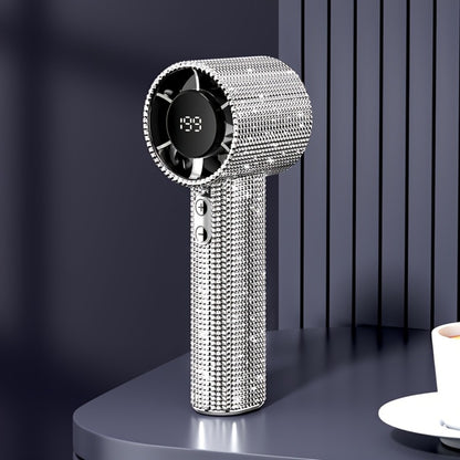 Diamond Handheld Mini Fan USB-C Rechargeable | Luxury Full Diamond Turbo Fan with Adjustable Speed, Quiet Operation & Gift Box Packaging – Portable Personal Cooling Fan for Women, Summer Gift Idea