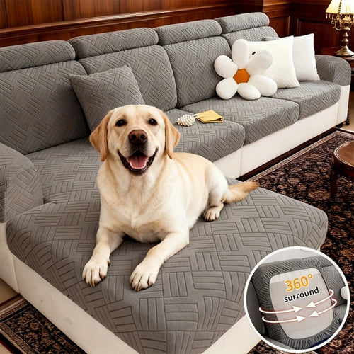 Sofa Cover Stretch Slipcover Universal Fit - Elastic Non-Slip Couch Cover Pet Friendly Machine Washable | Sofa Seat Cover Armrest Back Chaise Protector for Living Room Deep Gray Home Decor Furniture Cover