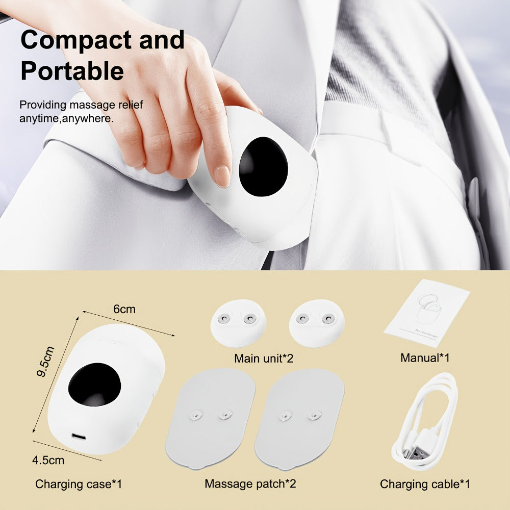 TENS EMS Muscle Stimulator Cordless Rechargeable – 6 Modes 16 Intensity Levels, Wireless Pain Relief Device for Back, Neck, Shoulder & Leg, Portable Full Body Therapy Massager with Charging Case