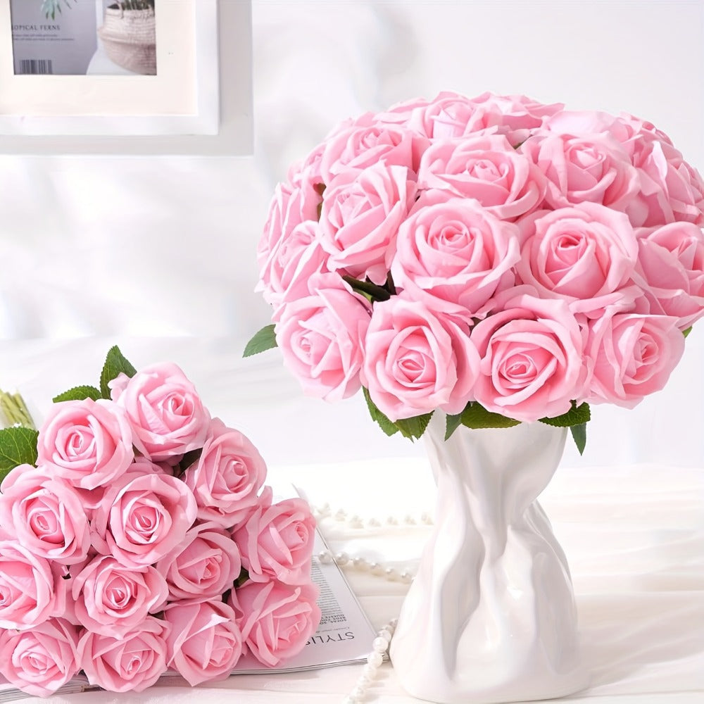 Artificial Roses Bulk with Long Stems – Real Touch Velvet Fake Flowers for Wedding Bouquet, Bridal Centerpiece, Valentine's Day, Mother's Day, Home Decor (50/100pcs, Multi Colors)