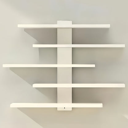 5-Tier Wall Mounted Floating Display Shelf Adjustable Fiberboard | Modern Decorative Storage Rack for Action Figures Building Blocks Collectibles Dolls Statues Home Office Shelving Unit Black White